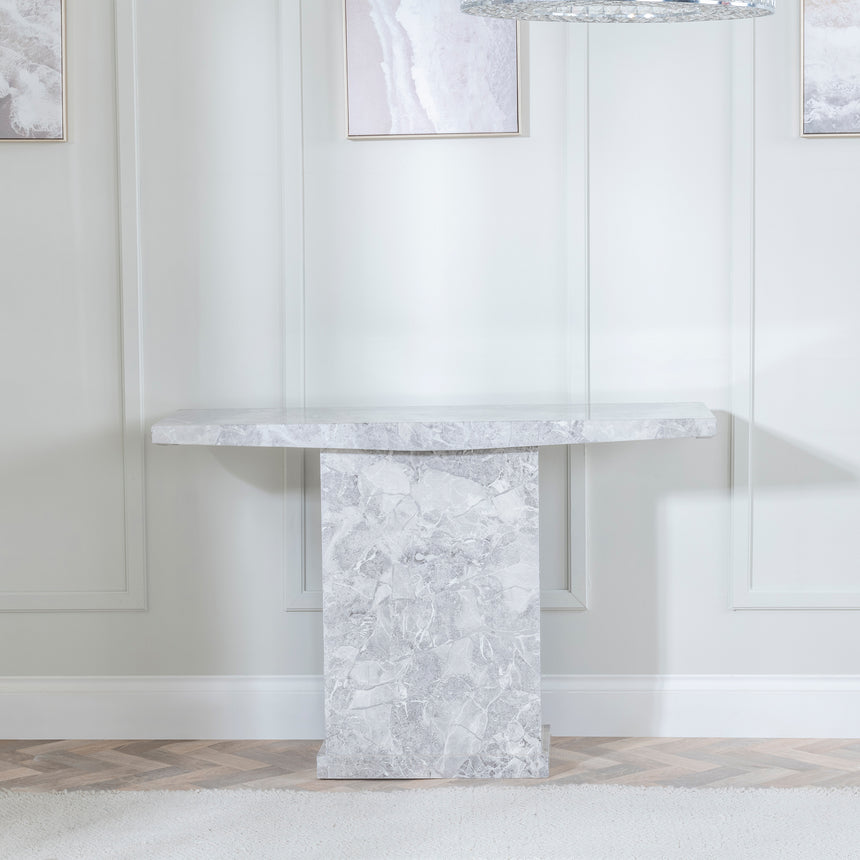 Genoa Marble Console Table with Pedestal Base