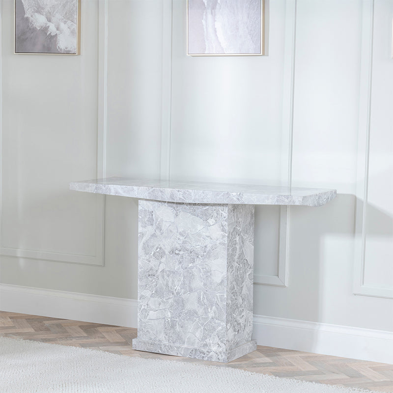 Genoa Marble Console Table with Pedestal Base
