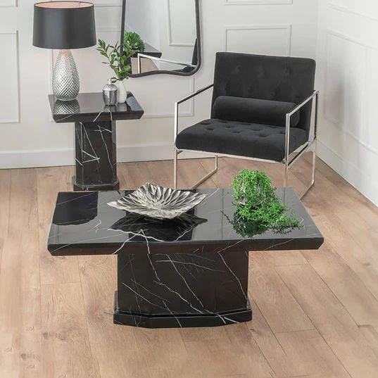 Toronto Marble Coffee Table with Pedestal Base