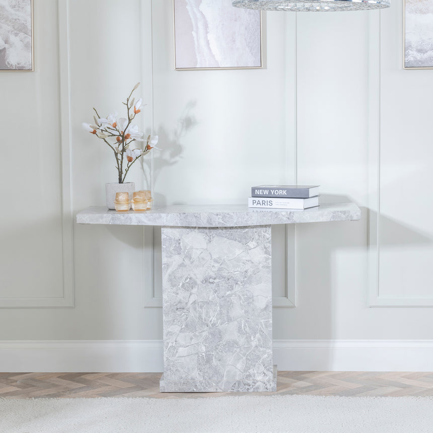 Genoa Marble Console Table with Pedestal Base