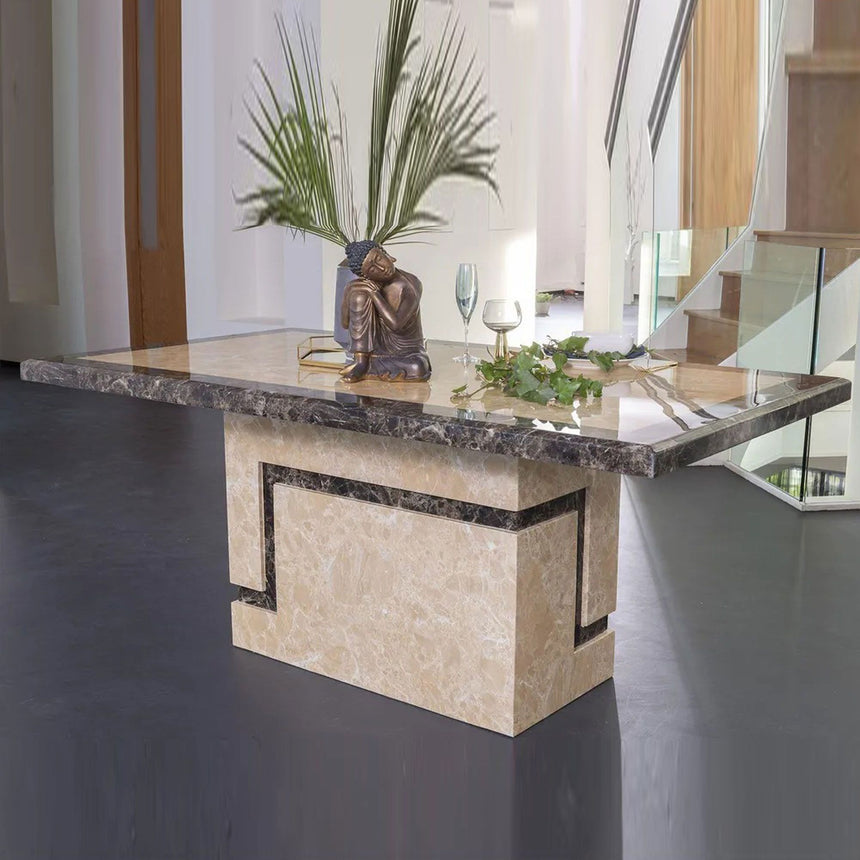 Sicily Cream Marble Dining Table with  Pedestal Base
