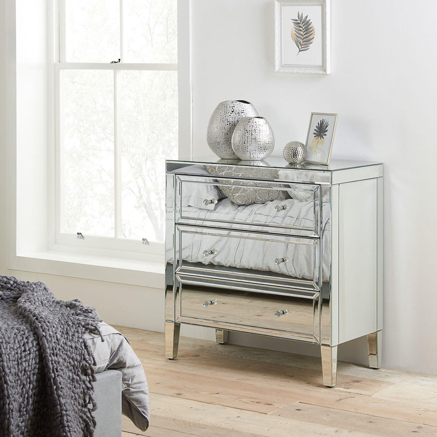 Valencia Mirrored 3 Drawer Small Chest