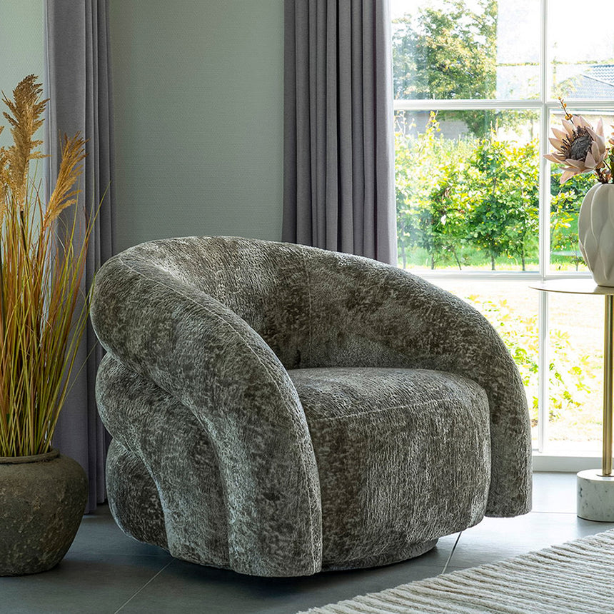 Valletta Dark Grey Fabric Swivel Lounge Chair