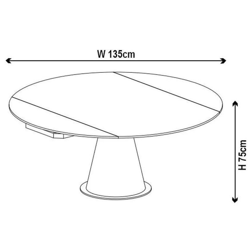Madison 4 Seater White Ceramic Round Extending Dining Table with Black Pedestal Base - 135cm