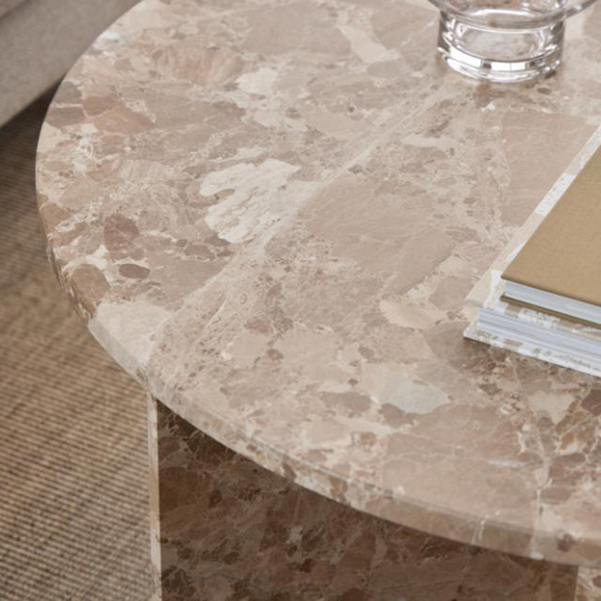 Vega Coffee Table - Round - Latte Brown Marble