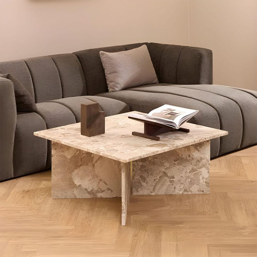 Vega Coffee Table - Square - Latte Brown Marble