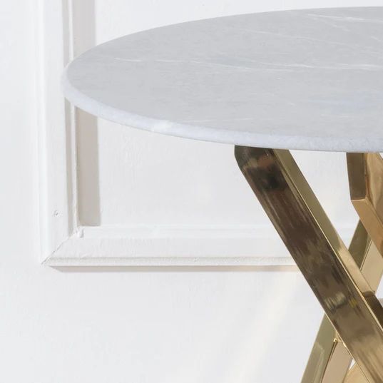 Ashley Glass Round Side Table with Gold Metal Legs