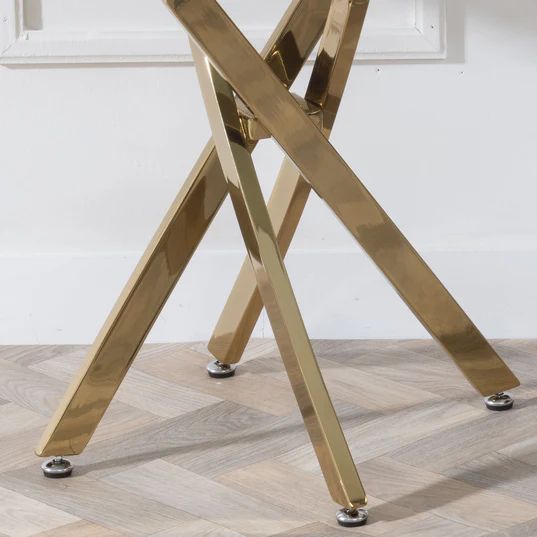 Ashley Glass Round Side Table with Gold Metal Legs