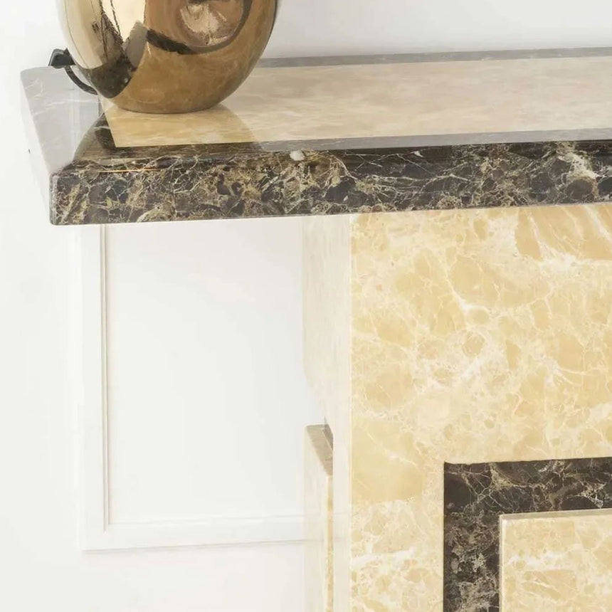 Sicily Cream Marble Console Table with  Pedestal Base