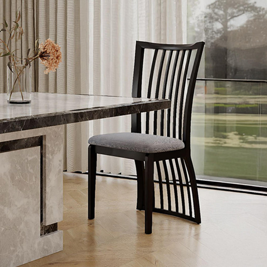 Venice Dining Set - 6 Seater - 160cm - Grey Marble - Athena Dining Chairs - Black High Gloss - Grey Seat Pads