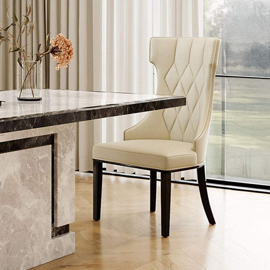Venice Dining Set - 6 Seater - 160cm - Grey Marble - Mimi Dining Chairs - Cream Leather
