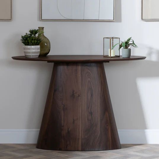 Chiswick Oak Oval Console Table with Pedestal Base