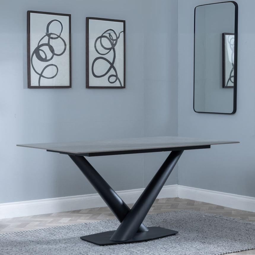Evelyn 6 Seater Ceramic Dining Table with V Base - 160cm
