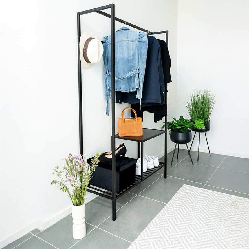 Vita Black Melamine Open Wardrobe