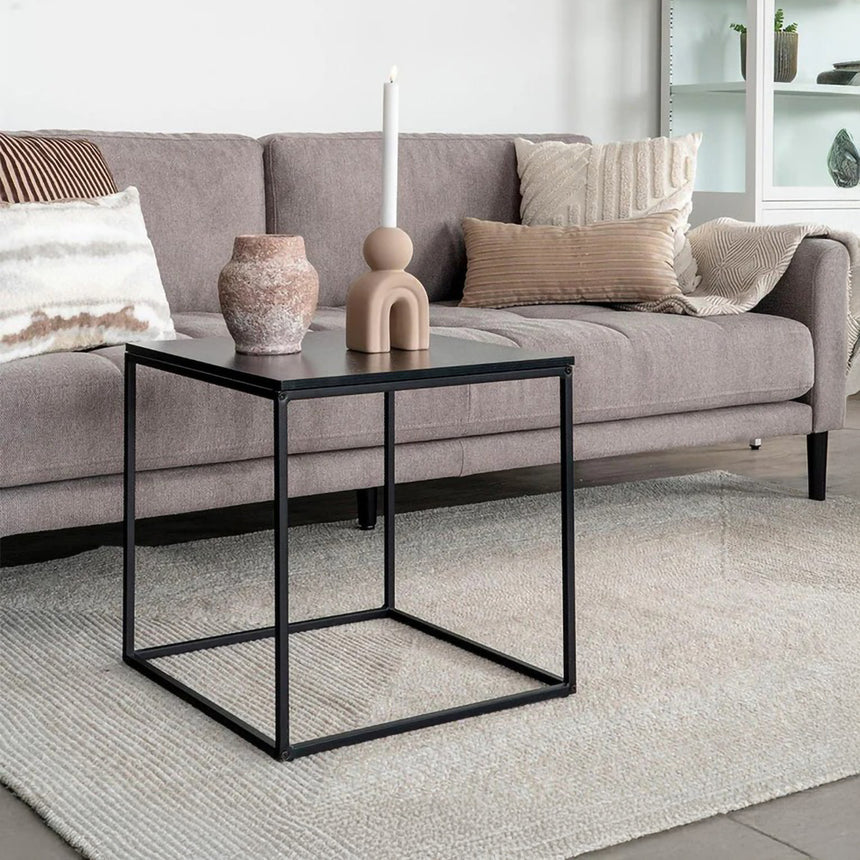 Vita Black Melamine Square Side Table