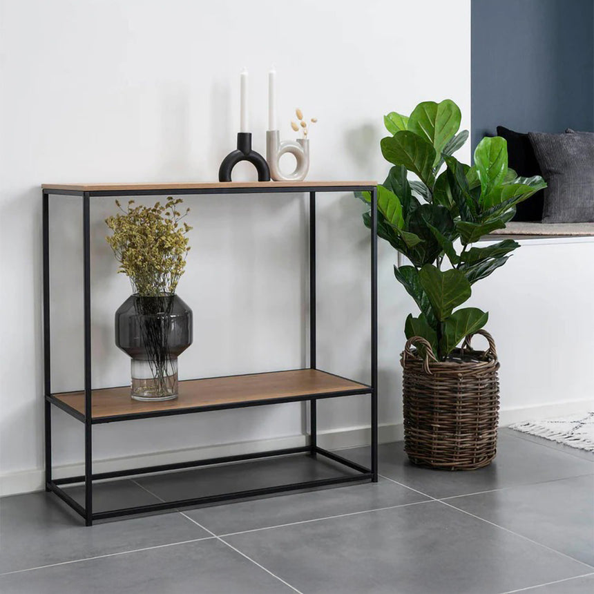 Vita Natural Wood Console Table with Shelf
