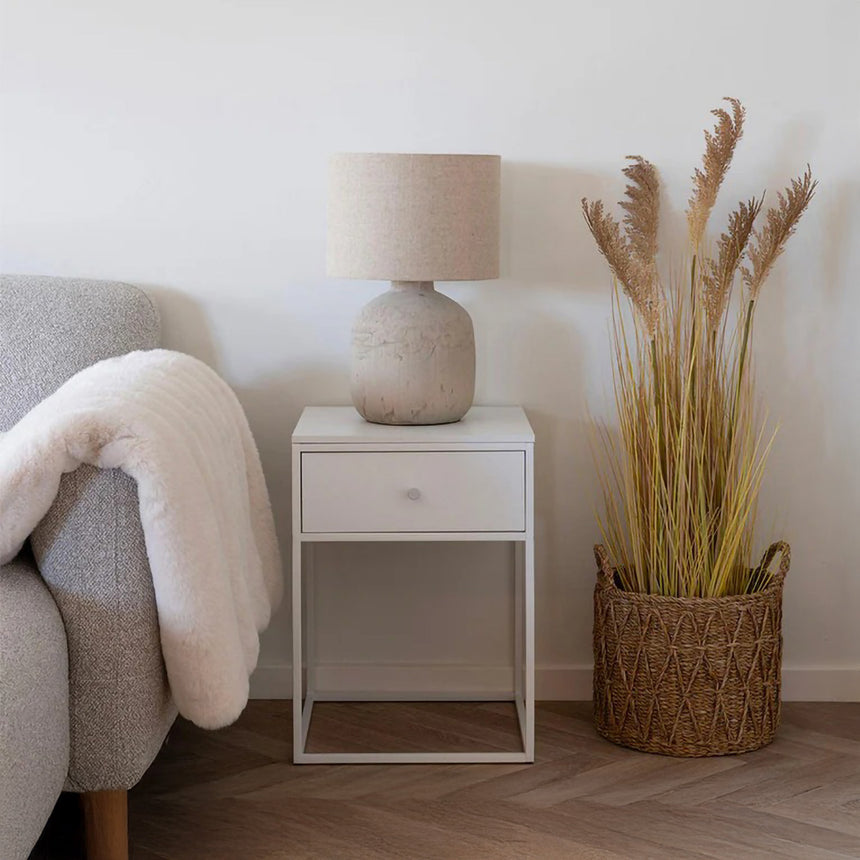 Vita White Melamine 1 Drawer Side Table