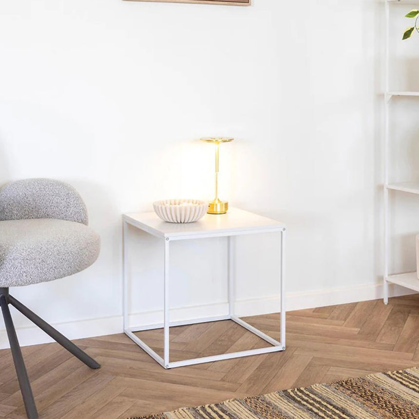 Vita White Melamine Square Side Table