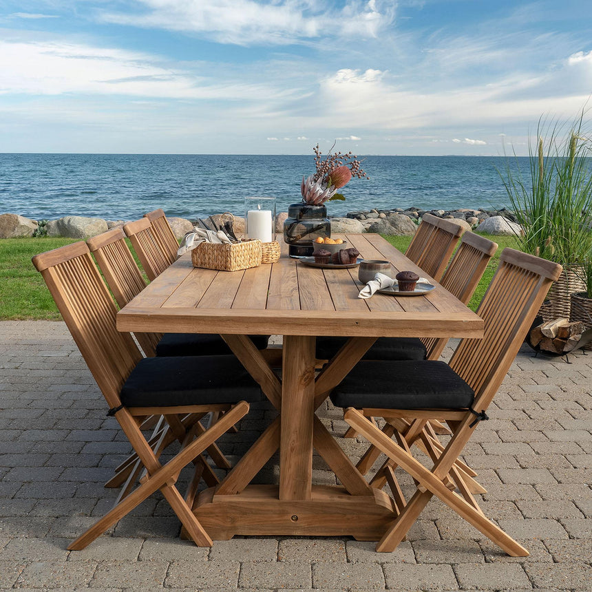 Volos Garden Dining Table - 10 Seater - Natural - Teak Wood - 240cm