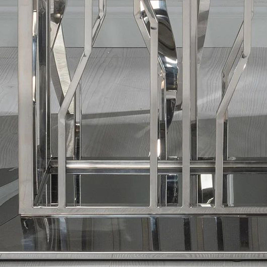 Vortex Dining Table - 8 Seater - 220cm - Grey Marble & Chrome