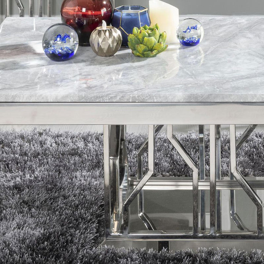 Vortex Coffee Table - Grey Marble & Chrome