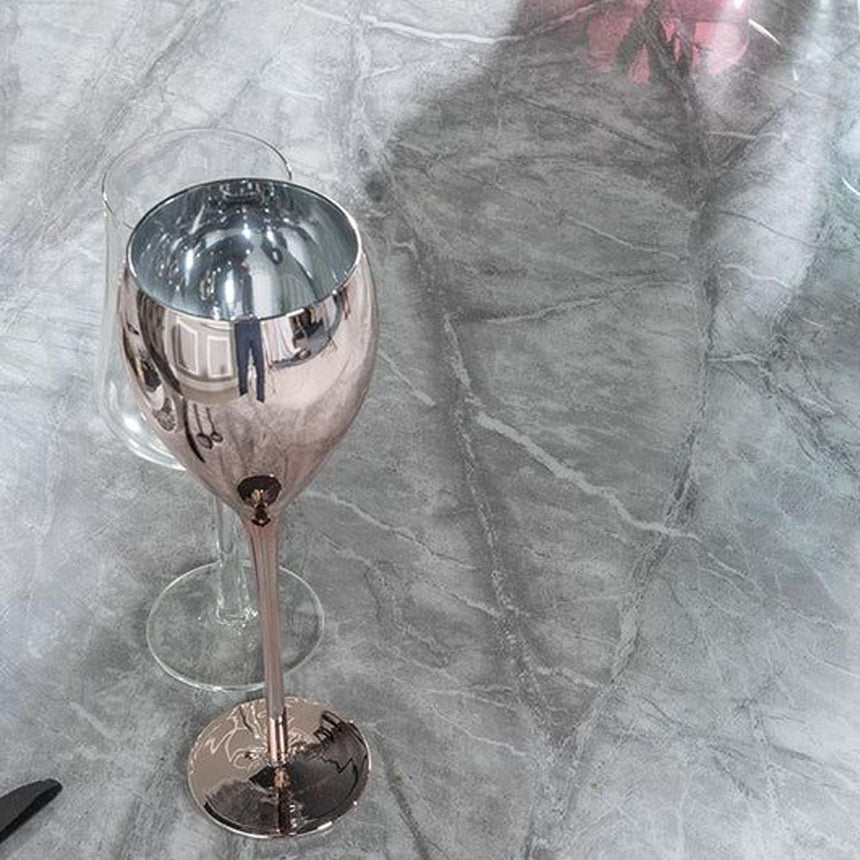 Vortex Console Table - Grey Marble & Chrome