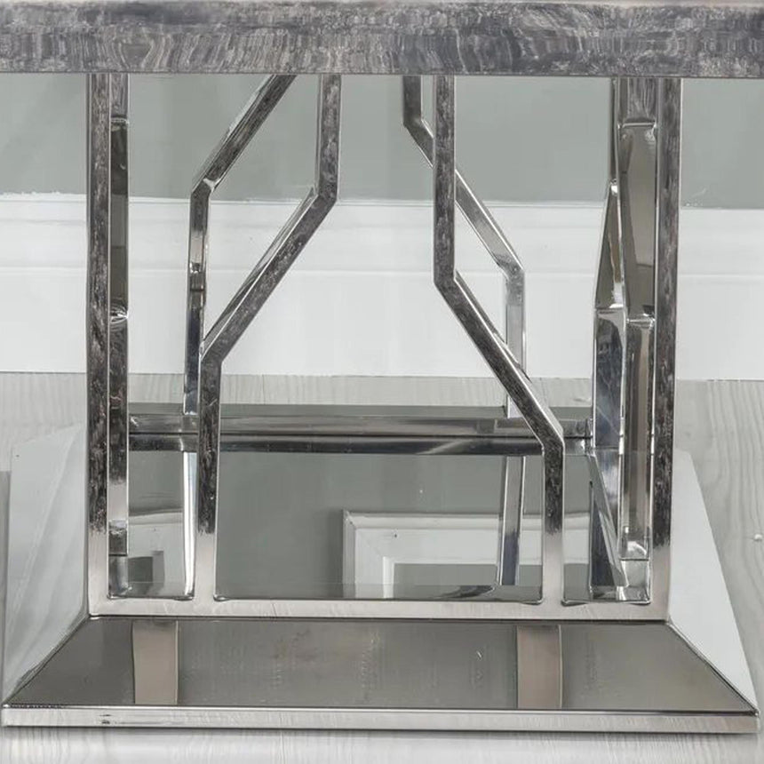 Vortex Side Table - Grey Marble & Chrome