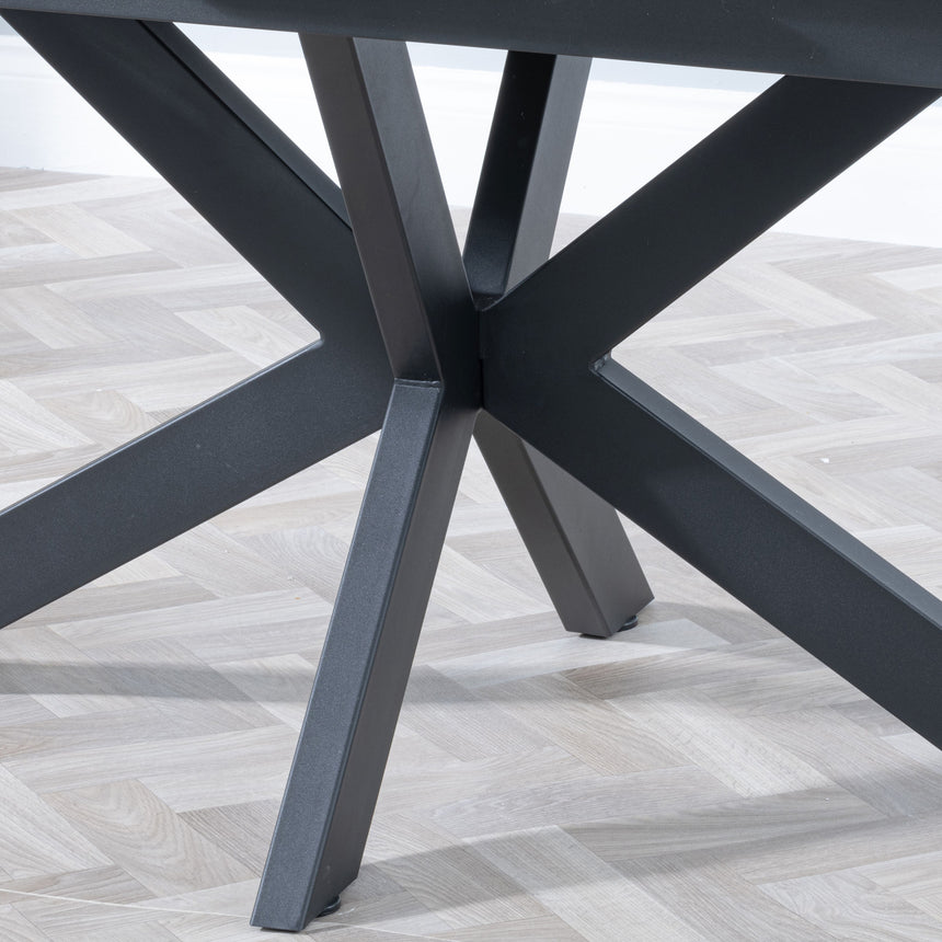 Charlotte 4-6 Seater Ceramic Extending Dining Table with Black Star Base - 140cm-180cm