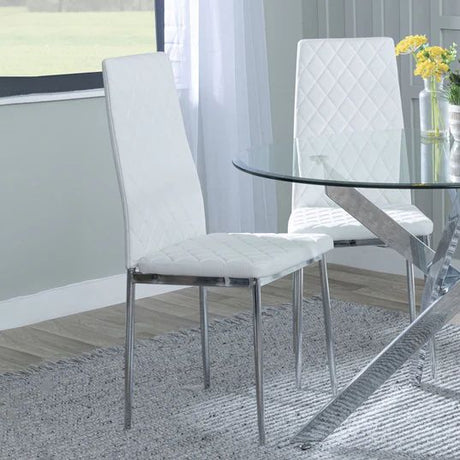 Novato Leather Dining Chairs with Chrome Metal Legs