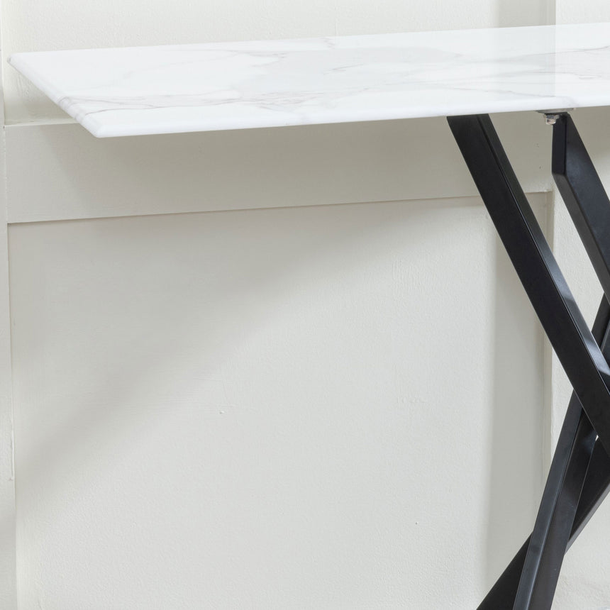 Ashley  Glass Console Table with Black Metal Legs