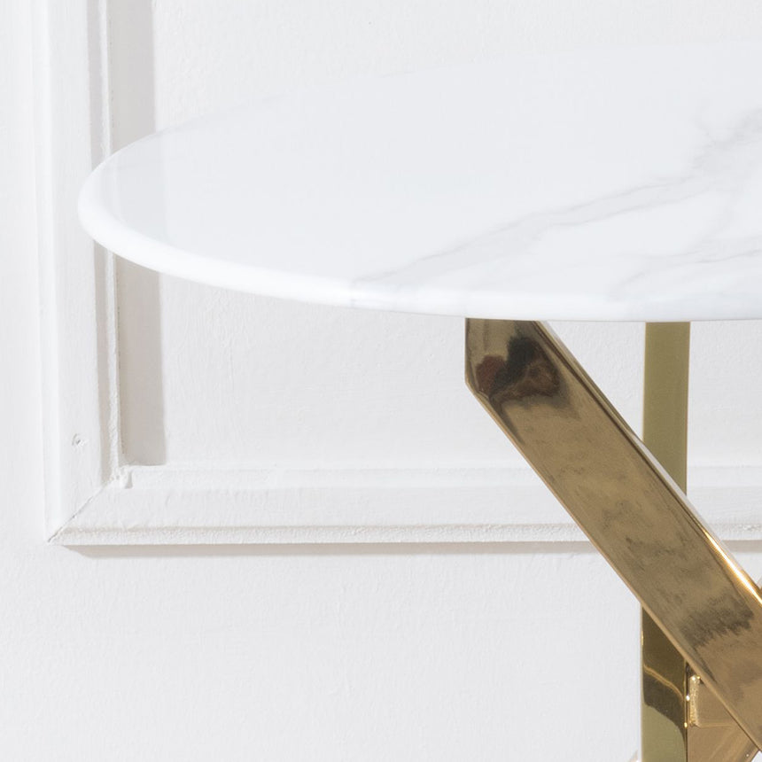 Ashley Glass Round Side Table with Gold Metal Legs