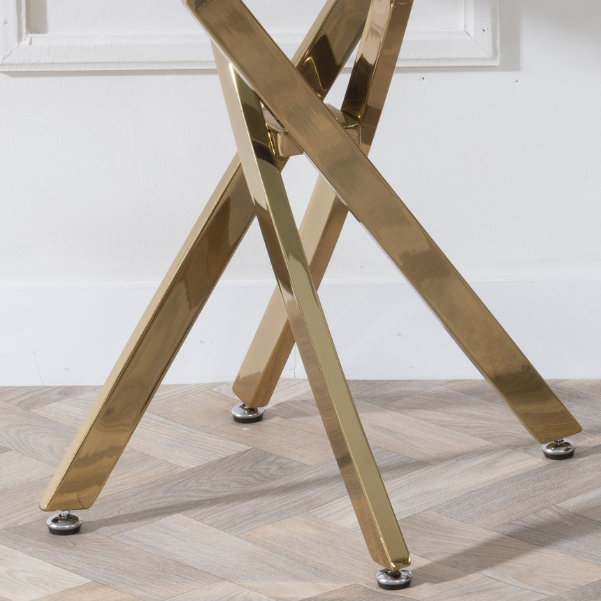 Ashley Glass Round Side Table with Gold Metal Legs