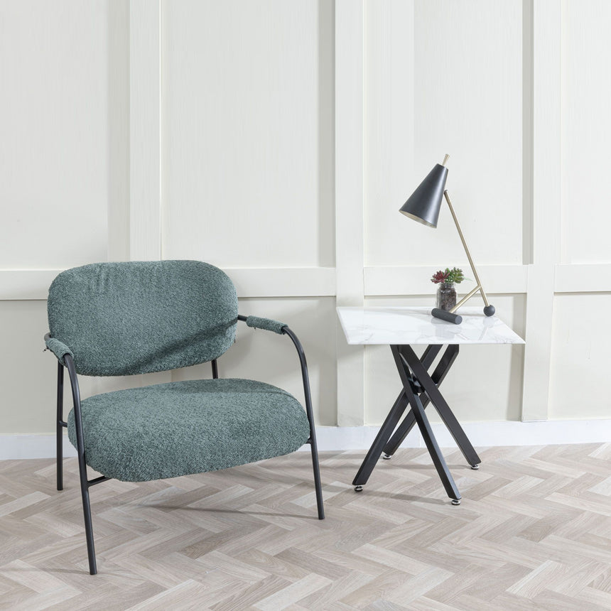 Ashley Glass Square Side Table with Black Metal Legs