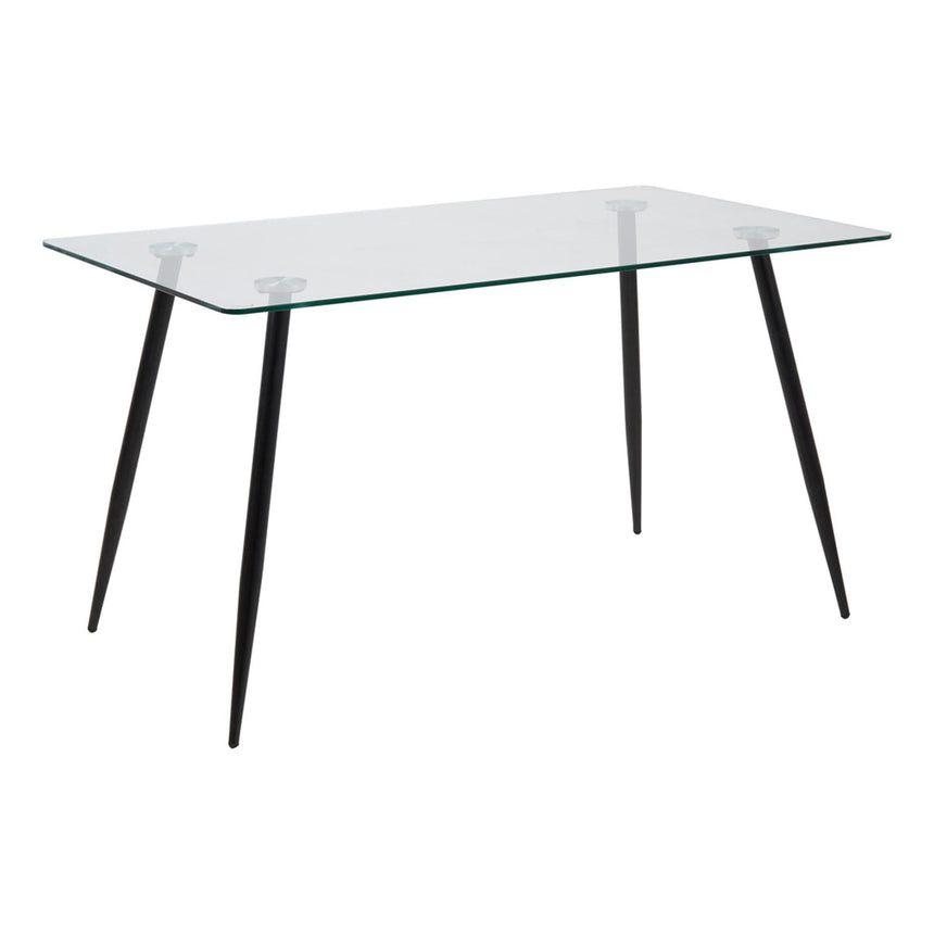 Wilma Dining Table - 4 Seater - 140cm - Glass Top and Black