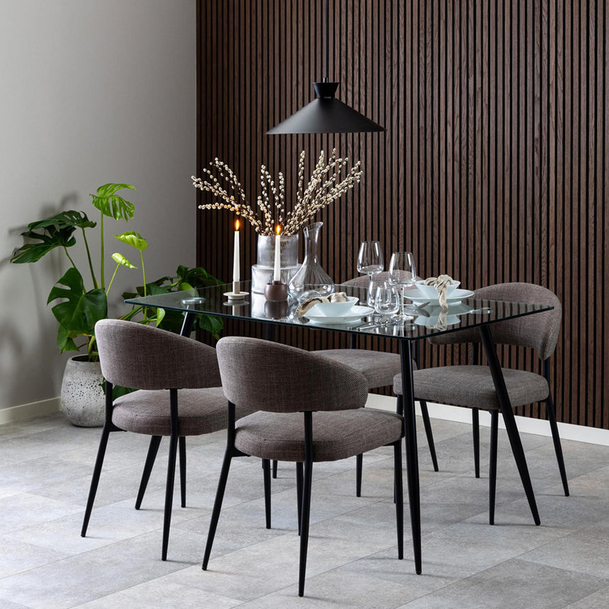 Wilma Dining Table - 4 Seater - 140cm - Glass Top and Black