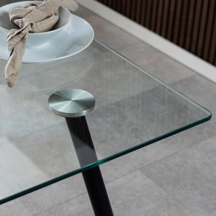 Wilma Dining Table - 4 Seater - 140cm - Glass Top and Black