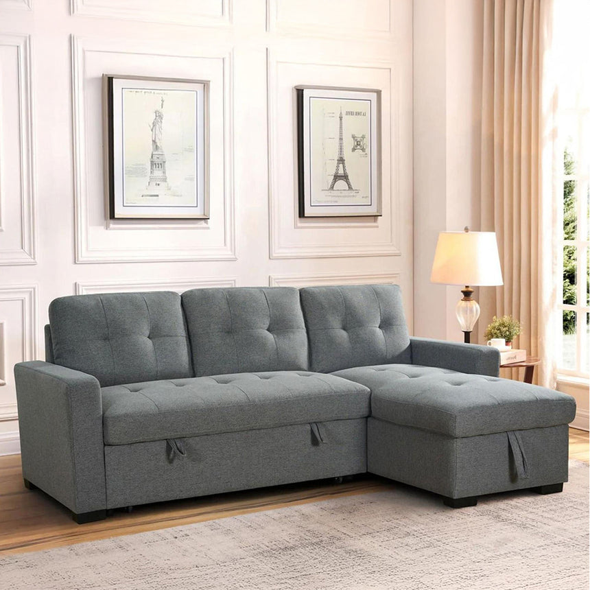 Zana Grey Fabric Pull Out Universal Corner Sofabed