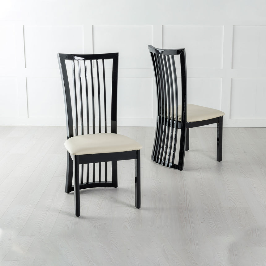 Abruzzo High Gloss Slatted Back Dining Chair