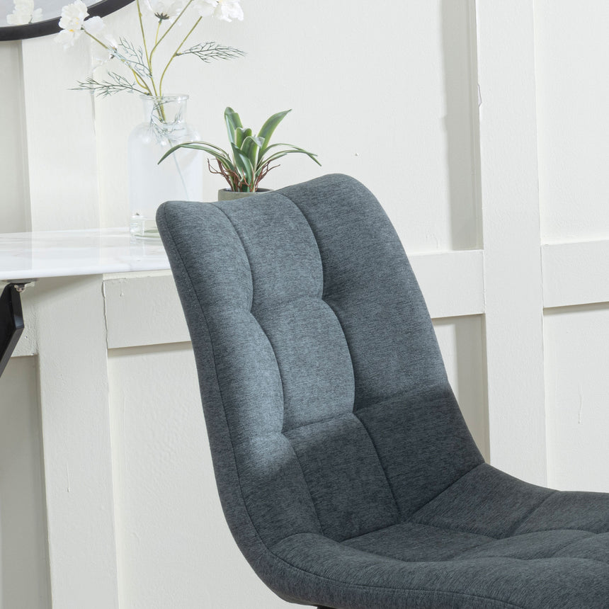 Bolzano Fabric Dining Chairs with Black Metal Legs