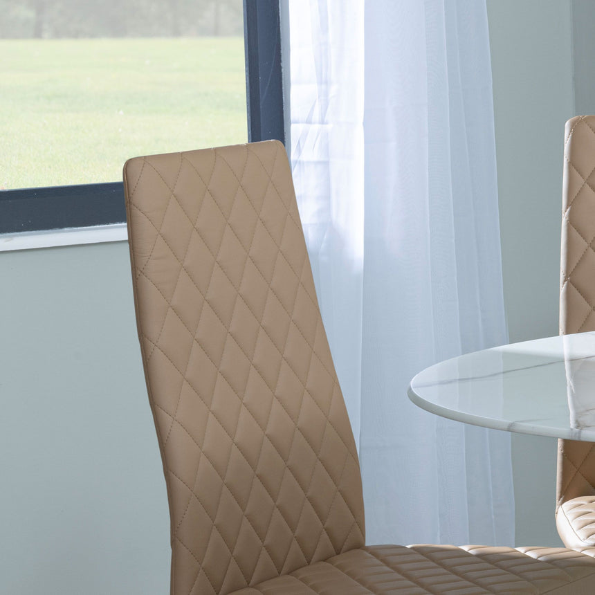 Novato Leather Dining Chairs with Chrome Metal Legs