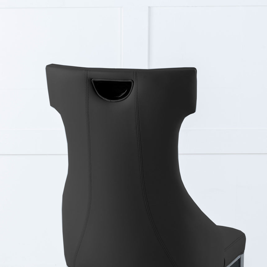 Parish Leather Large High Back Dining Chair with Black Legs