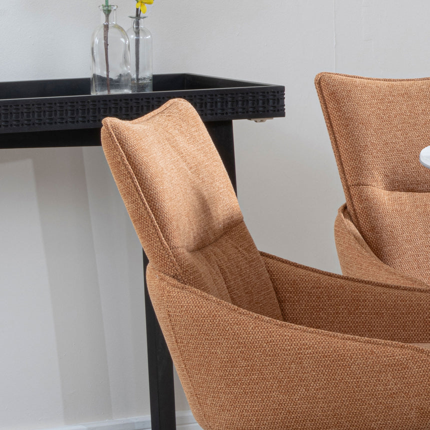 Torres Fabric Swivel Dining Chair with Black Legs