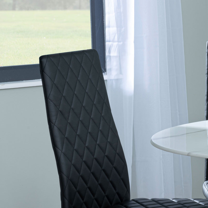 Novato Leather Dining Chairs with Chrome Metal Legs