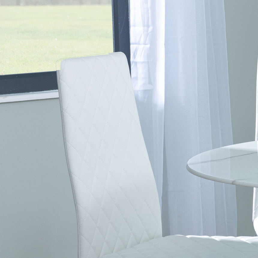 Novato Leather Dining Chairs with Chrome Metal Legs