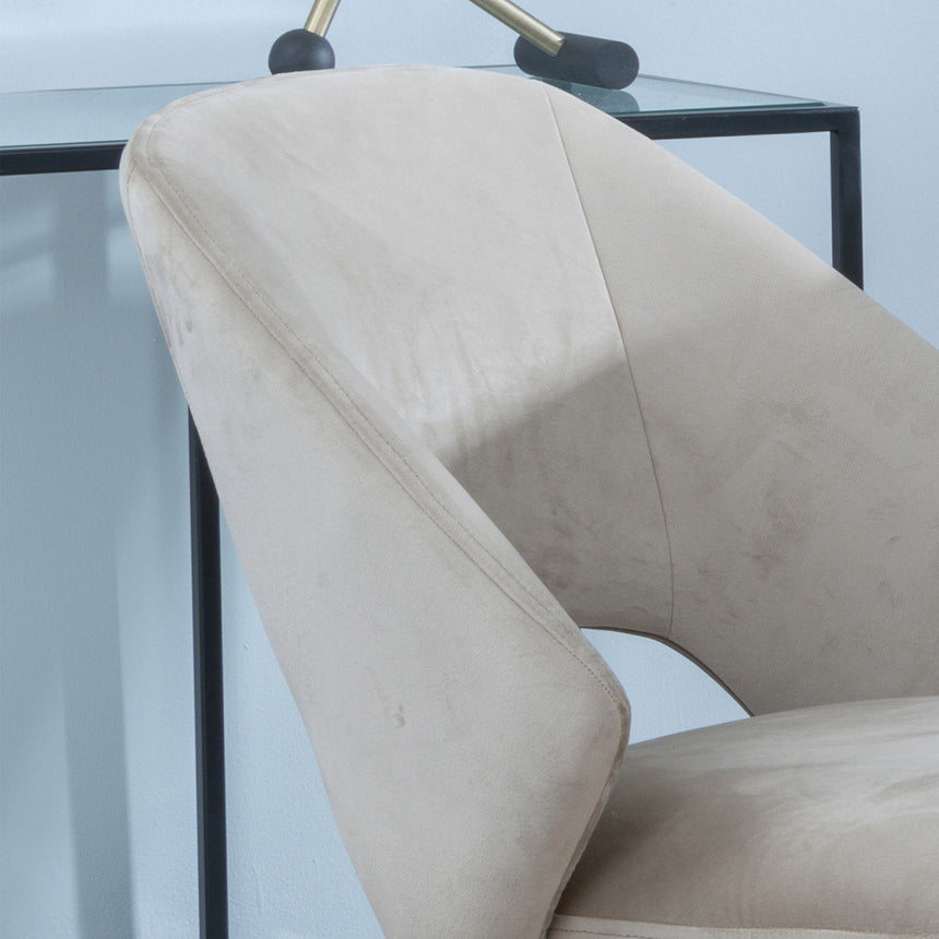 Burano Velvet Fabric Swivel Dining Chair with Black Legs