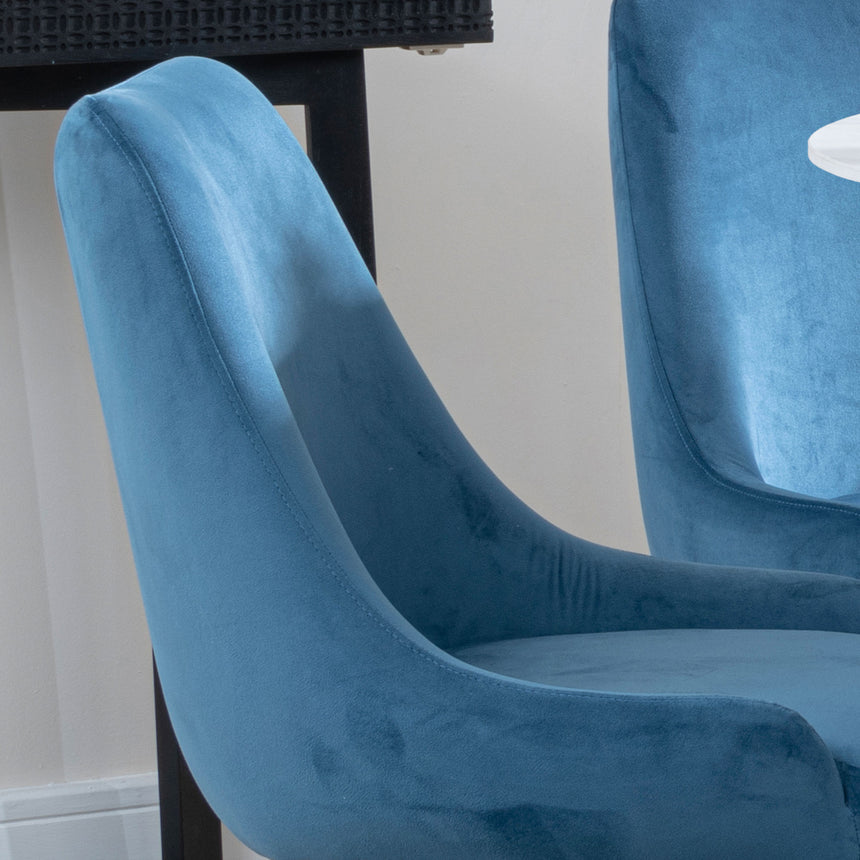 Diana Velvet Fabric Swivel Dining Chair with Black Legs