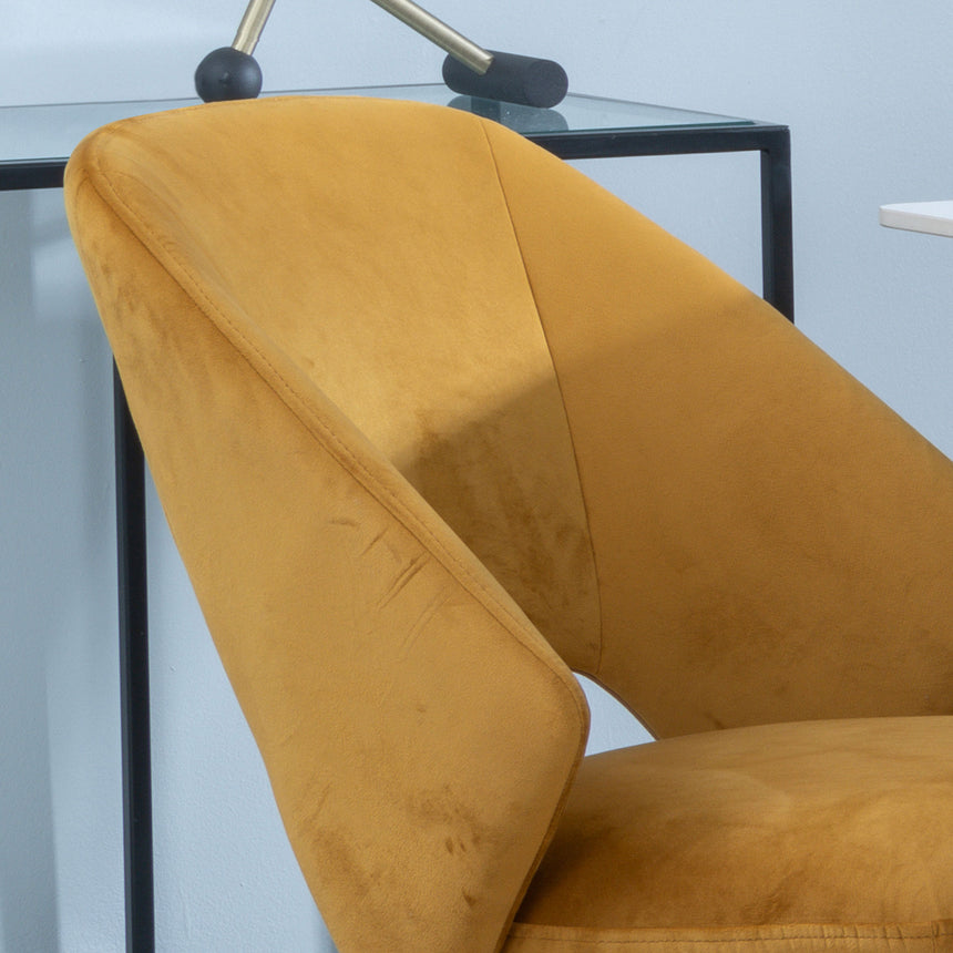 Burano Velvet Fabric Swivel Dining Chair with Black Legs