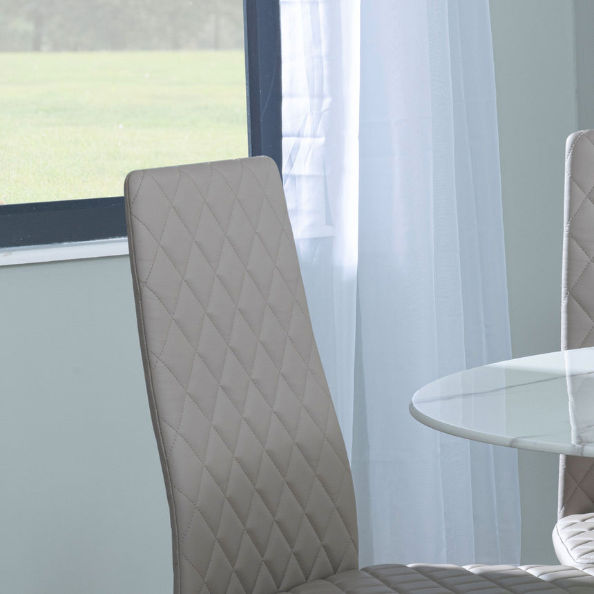 Novato Leather Dining Chairs with Chrome Metal Legs