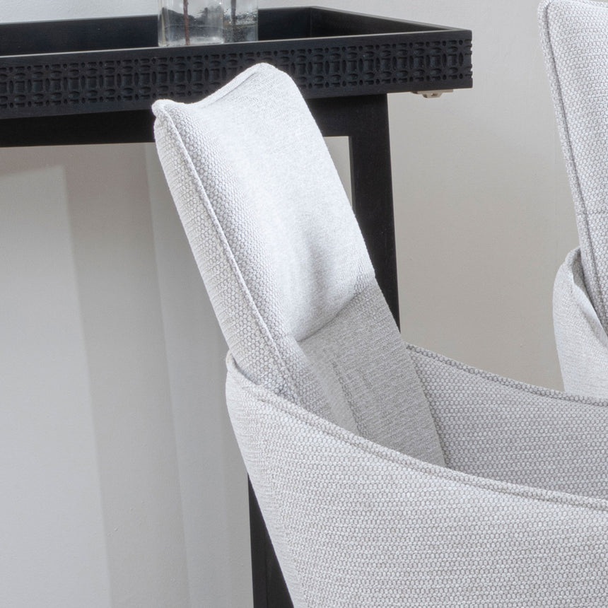 Torres Fabric Swivel Dining Chair with Black Legs