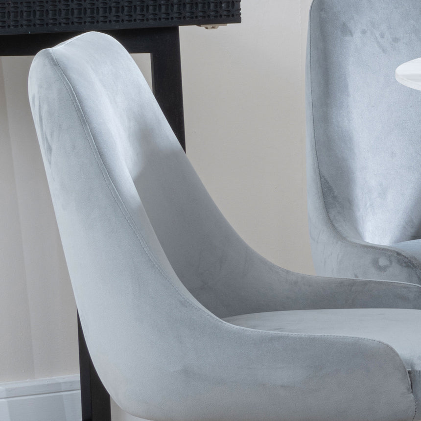 Diana Velvet Fabric Swivel Dining Chair with Black Legs